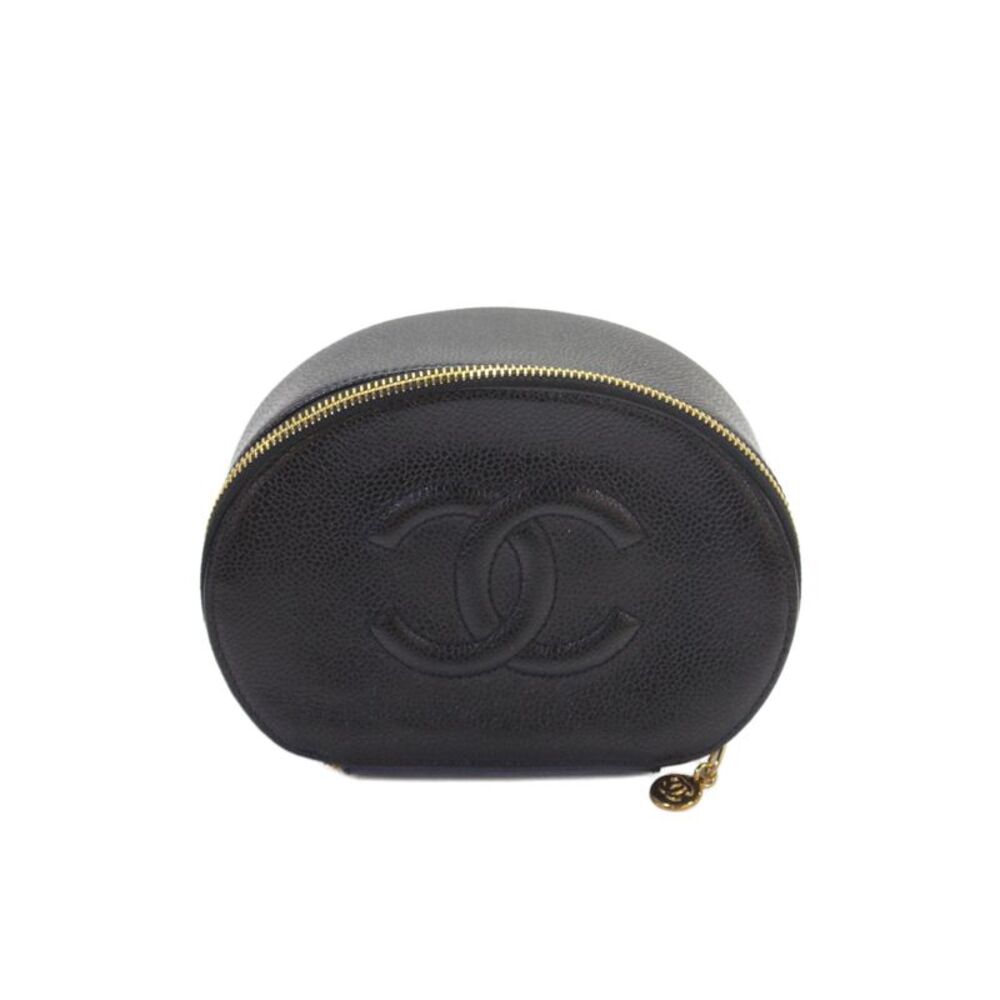 Chanel Women's Vintage Caviar Leather Cosmetic Handbag Black